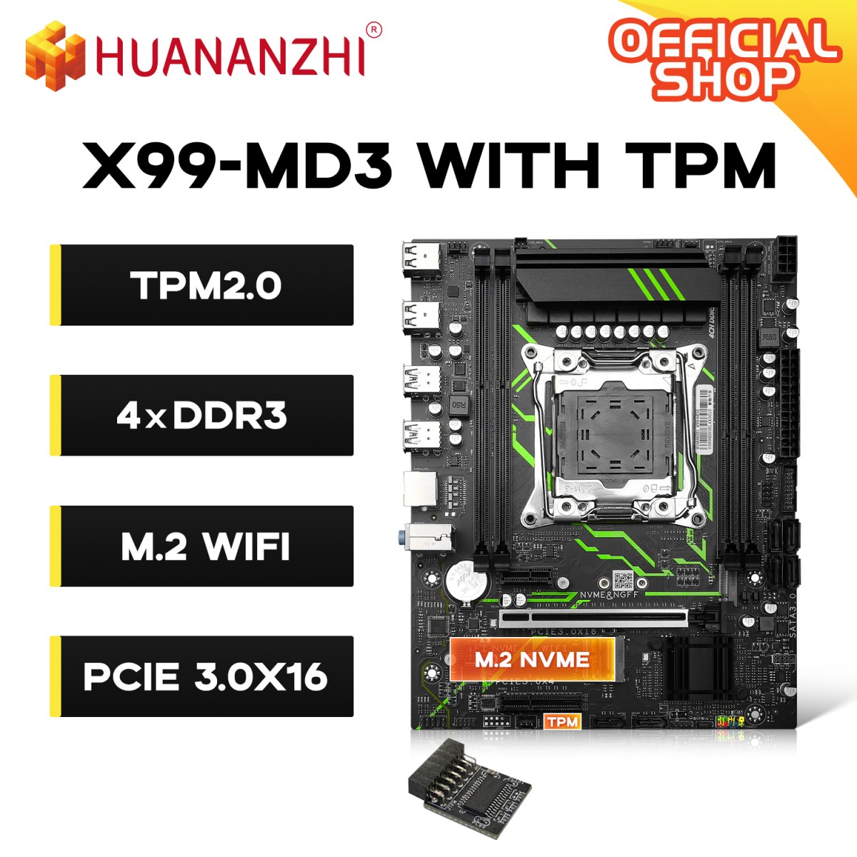 Pc Gaming Omen - HUANANZHI X99-MD3 Motherboard With TPM2.0 LGA2011-3