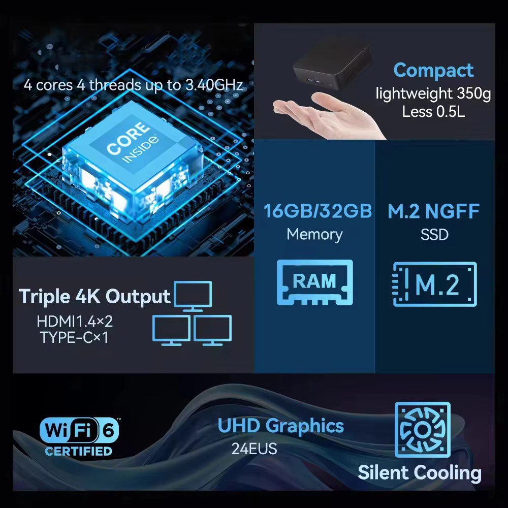 2026 Intel N150 Mini PC Protab - огляд і ціна Pc Gaming Compact